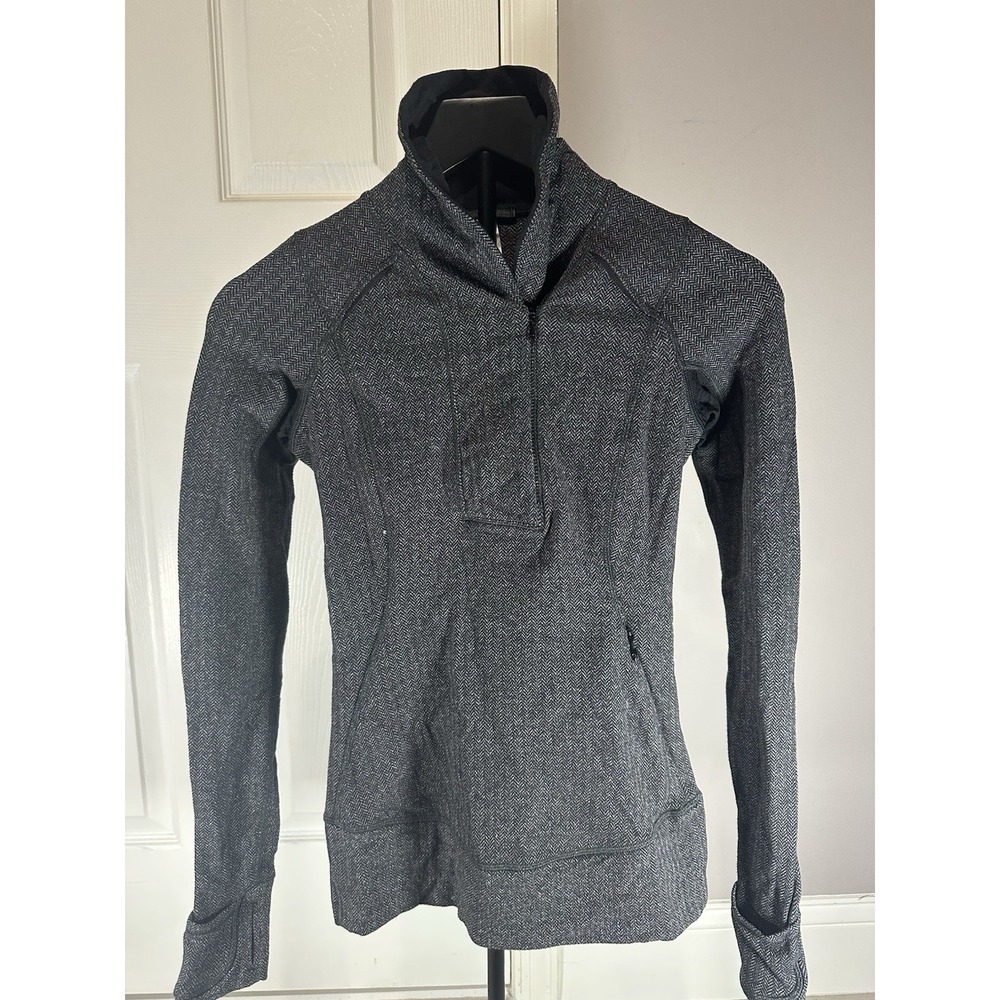 Lululemon Sweatshirt Womens 2 Gray Fleece Knit 1/4‎ Zip Athletic Pullover Jacket